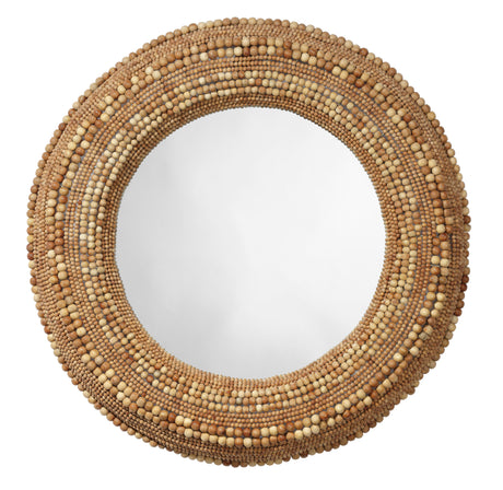 Jamie Young Strand Wood Beaded Round Wall Mirror, Natural