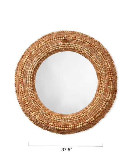 Jamie Young Strand Wood Beaded Round Wall Mirror, Natural