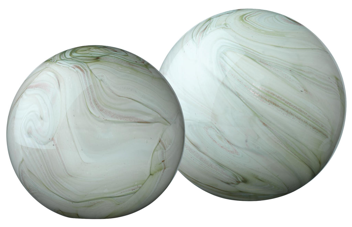 Jamie Young Cosmos Hand Blow Glass Orbs (Set of 2), Green