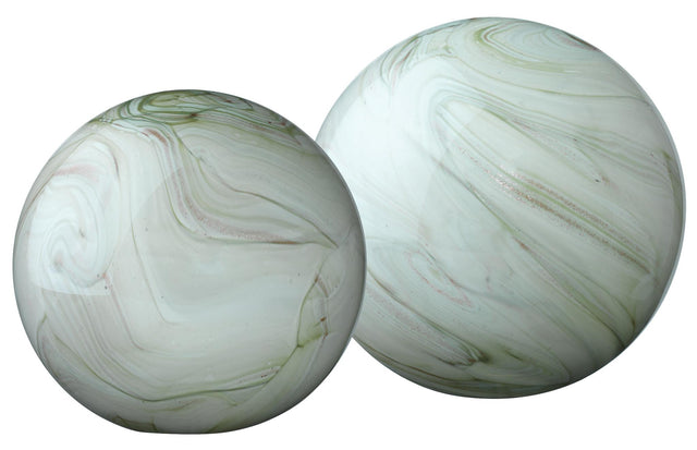 Jamie Young Cosmos Hand Blow Glass Orbs (Set of 2), Green
