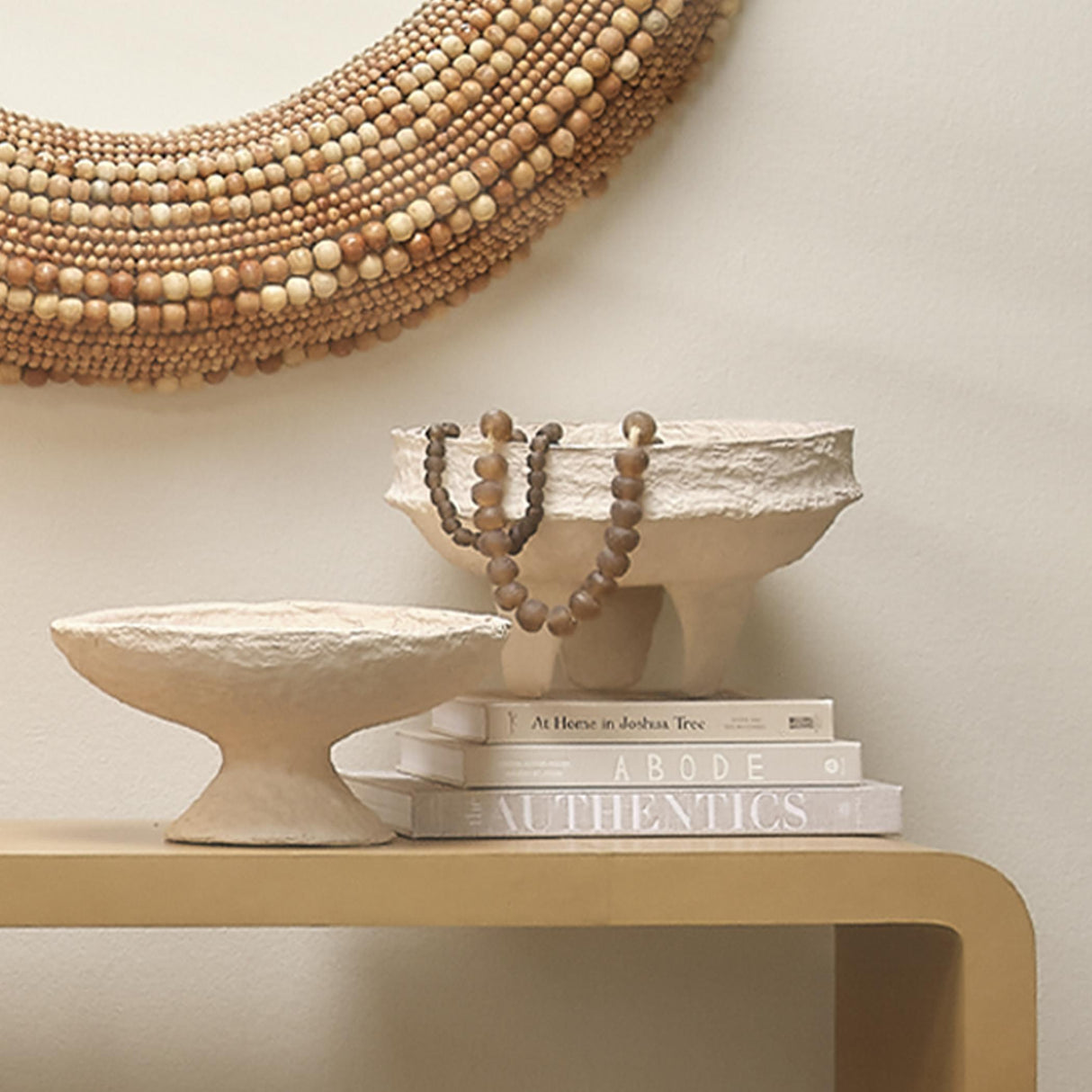 Jamie Young Field Cotton Mache Low Decorative Bowl, Cream