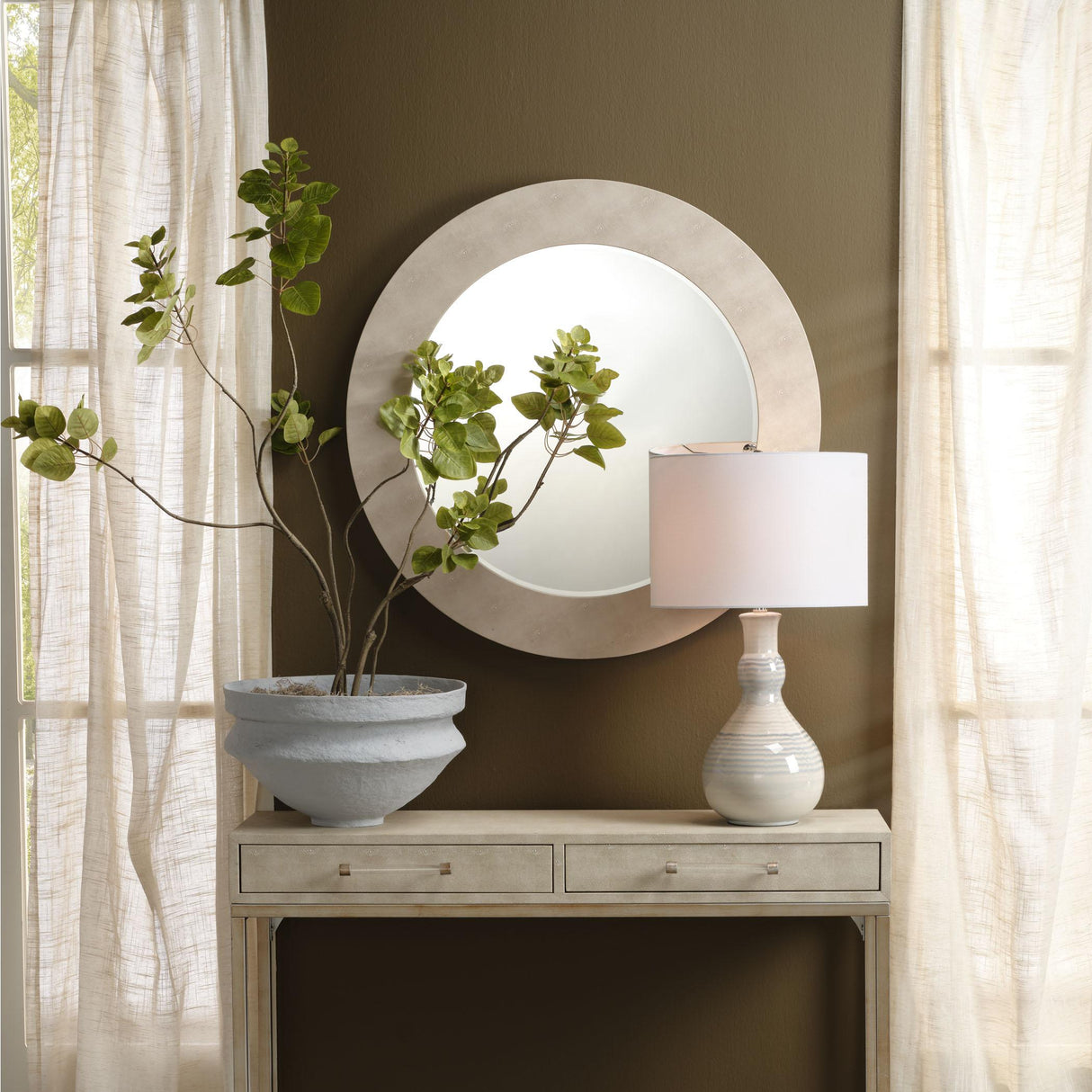 Jamie Young Landscape Cotton Mache Large Decorative Bowl, Blue