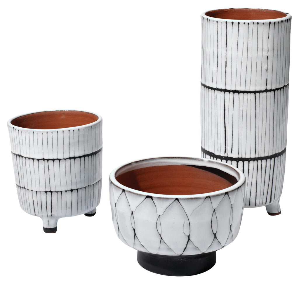 DecoratorsBest Striae Ceramic Vessels (Set of 3)
