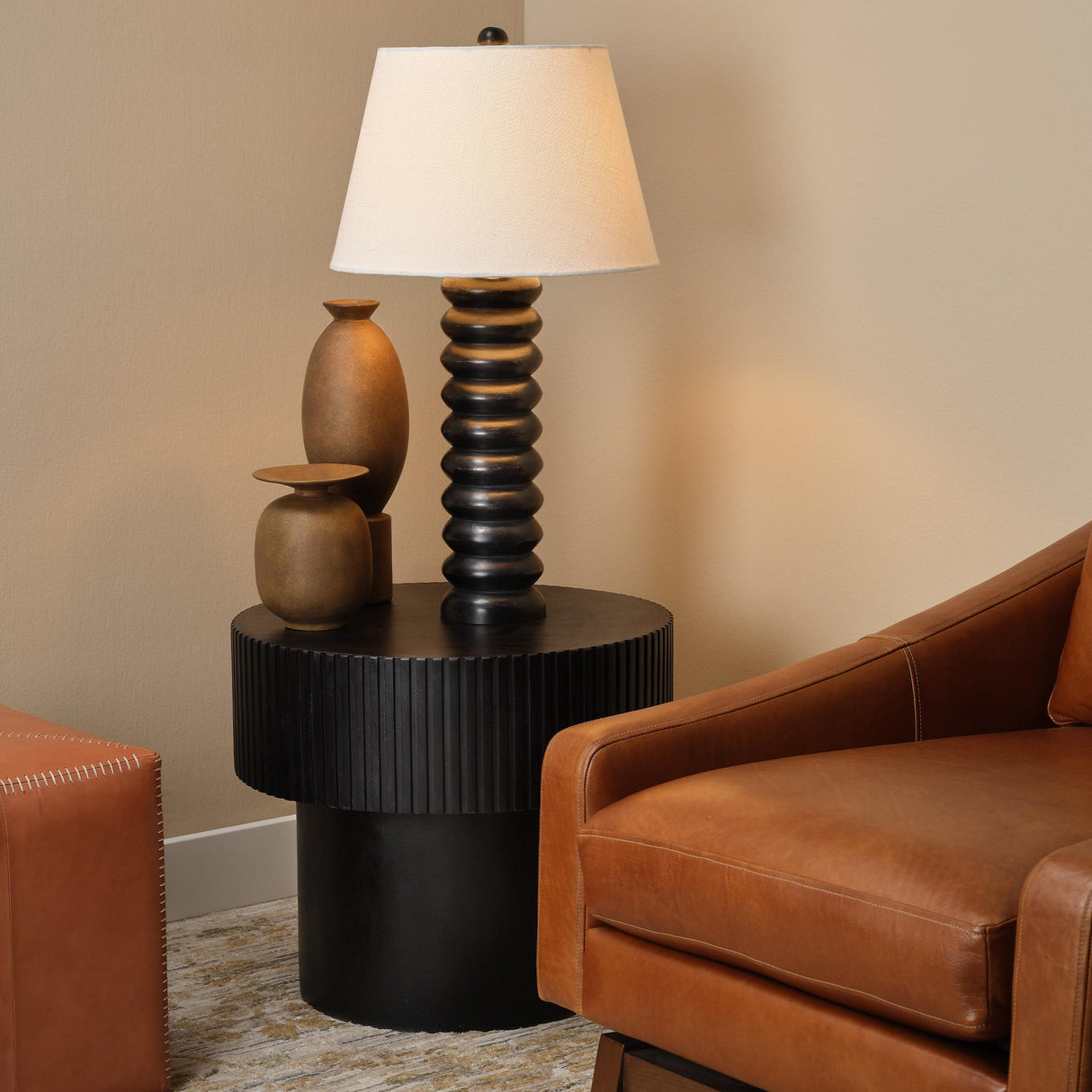 Jamie Young Abacus Mango Wood Table Lamp with Linen Shade