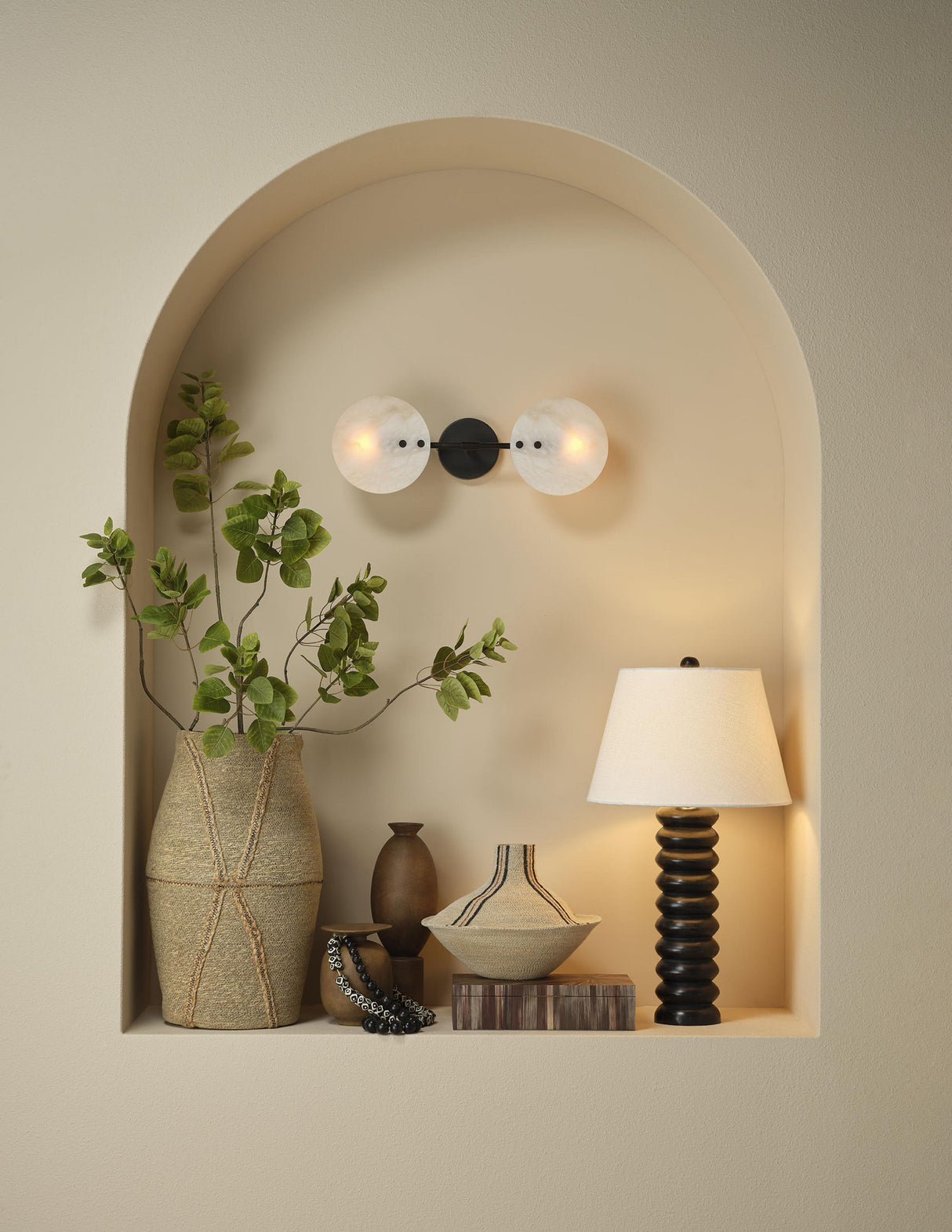 Jamie Young Abacus Mango Wood Table Lamp with Linen Shade