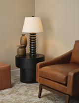 Jamie Young Abacus Mango Wood Table Lamp with Linen Shade