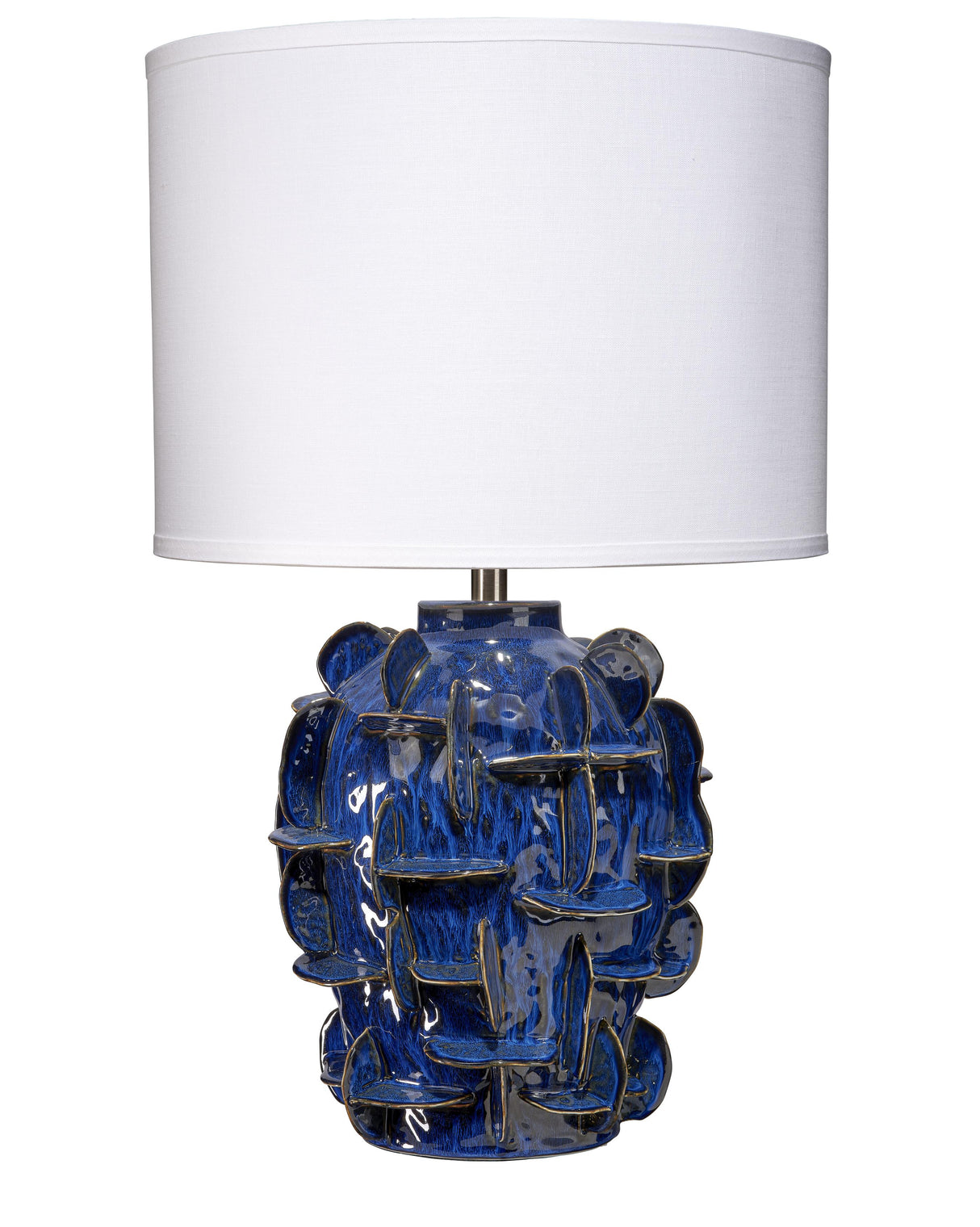 Jamie Young Helios Ceramic Table Lamp with Linen Shade, Blue