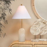 Jamie Young Holt Alabaster Table Lamp with Linen Shade