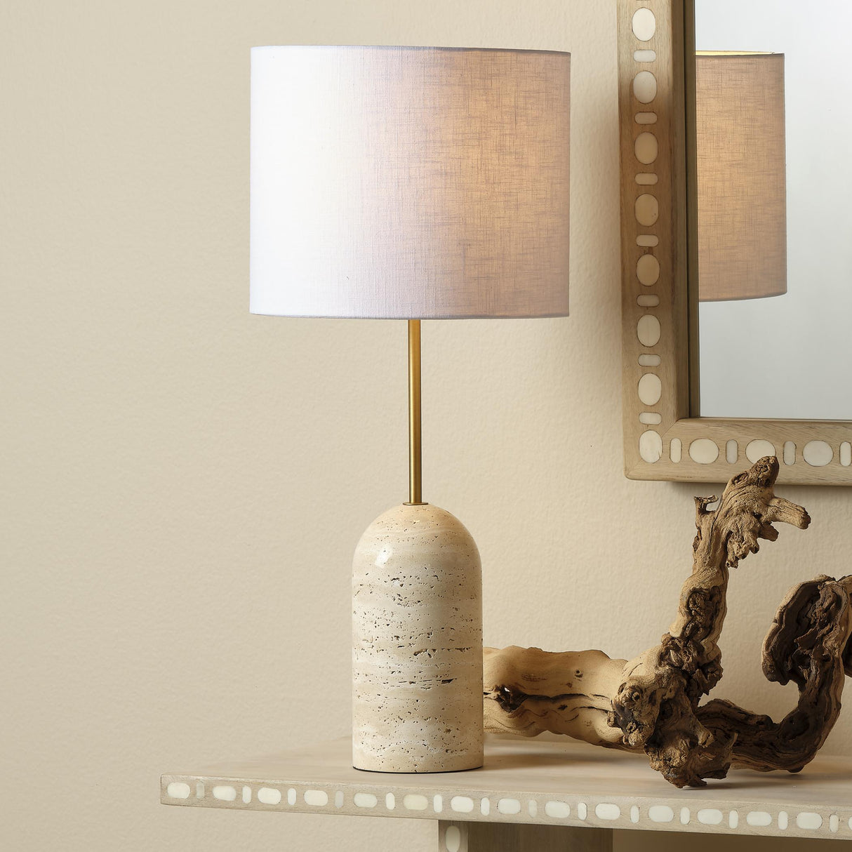 Jamie Young Holt Travertine Table Lamp