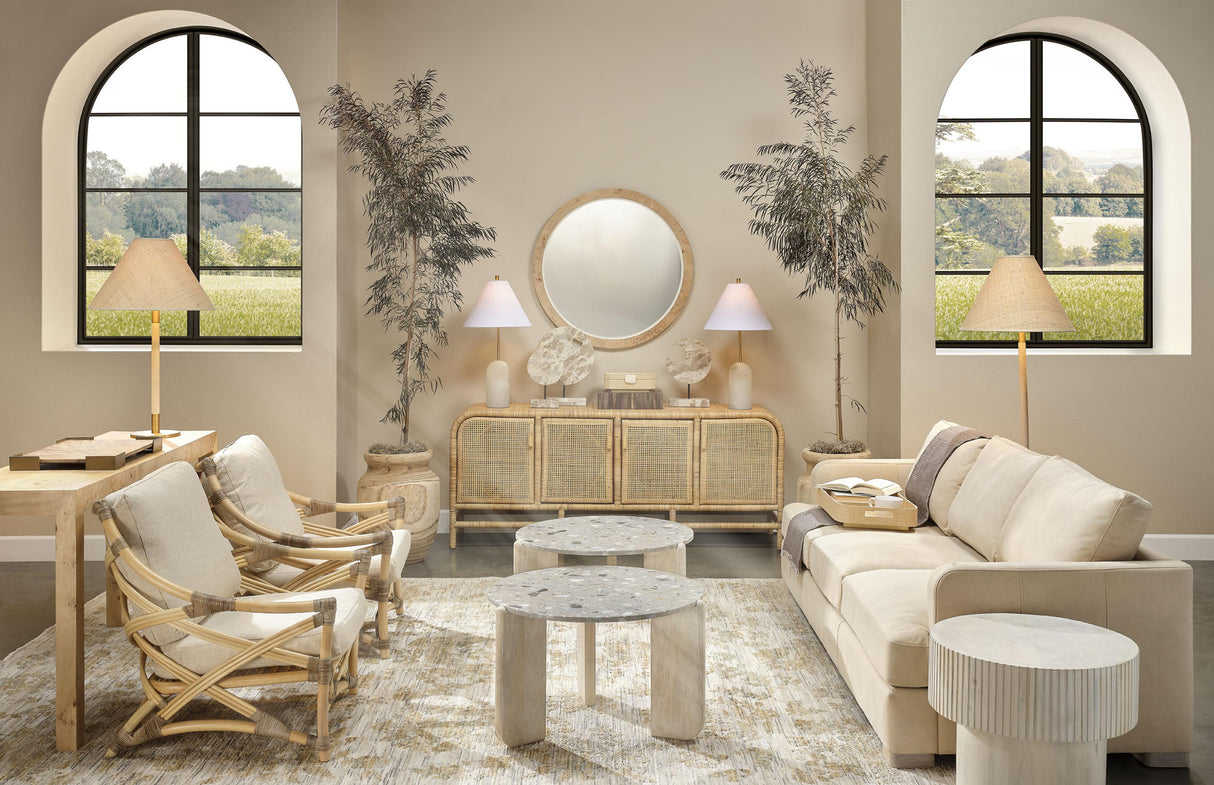 Jamie Young Morgana Wood and Metal Table Lamp with Raffia Shade