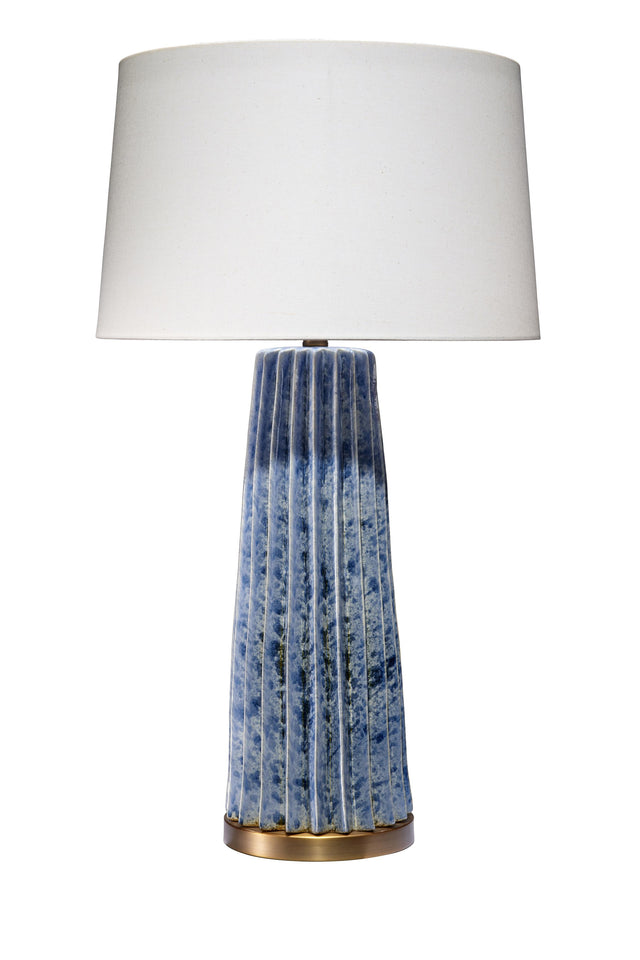 Jamie Young Pleated Ceramic Table Lamp with Linen Shade, Blue