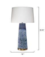 Jamie Young Pleated Ceramic Table Lamp with Linen Shade, Blue