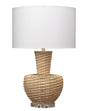 Jamie Young Portobello Rattan Table Lamp with Linen Shade