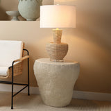 Jamie Young Portobello Rattan Table Lamp with Linen Shade