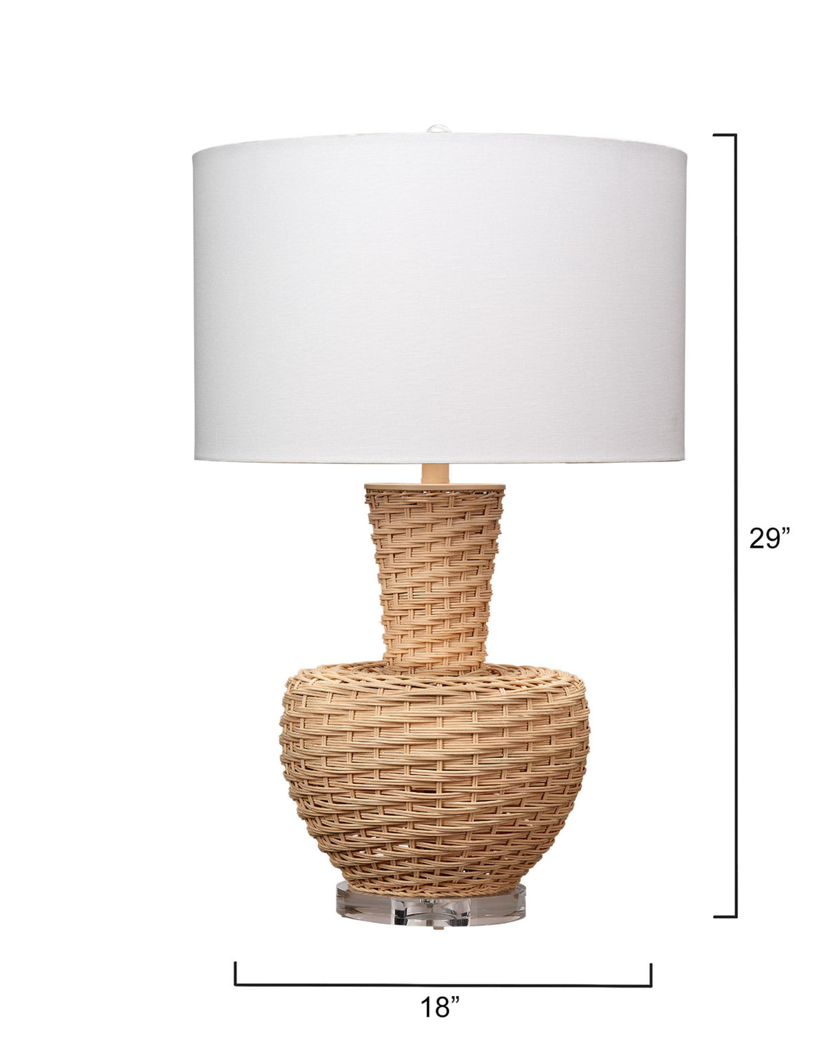 Jamie Young Portobello Rattan Table Lamp with Linen Shade