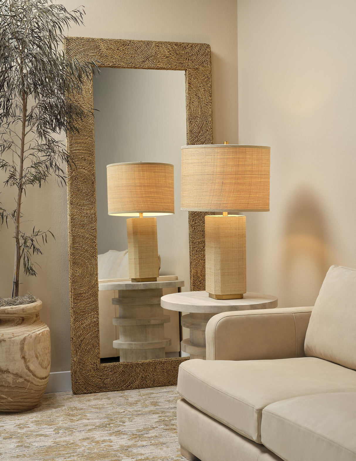 Jamie Young Utopia Raffia Table Lamp with Raffia Shade