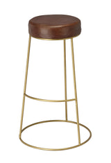 Jamie Young Henry Round Leather Bar Stool, Brown