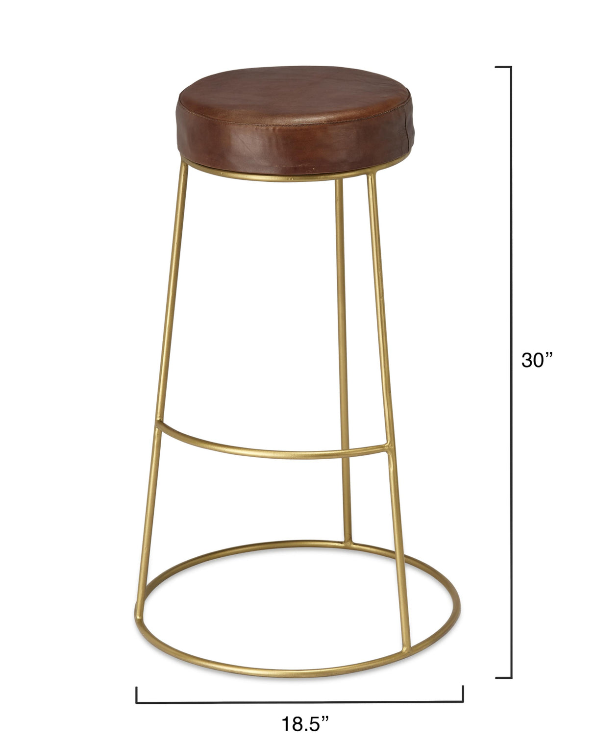 Jamie Young Henry Round Leather Bar Stool, Brown
