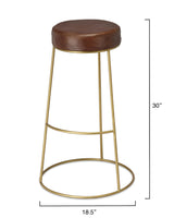 Jamie Young Henry Round Leather Bar Stool, Brown