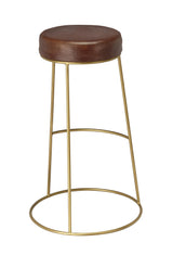 Jamie Young Henry Round Leather Bar Stool, Brown