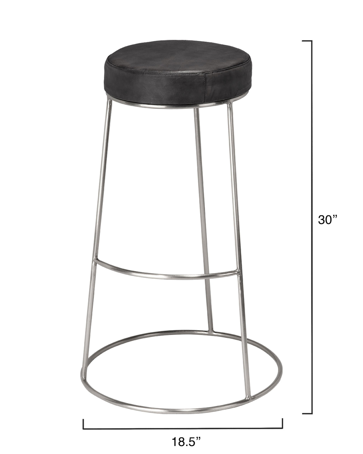 Jamie Young Henry Round Leather Bar Stool, Charcoal