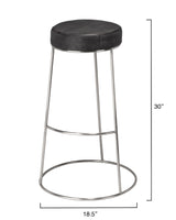 Jamie Young Henry Round Leather Bar Stool, Charcoal