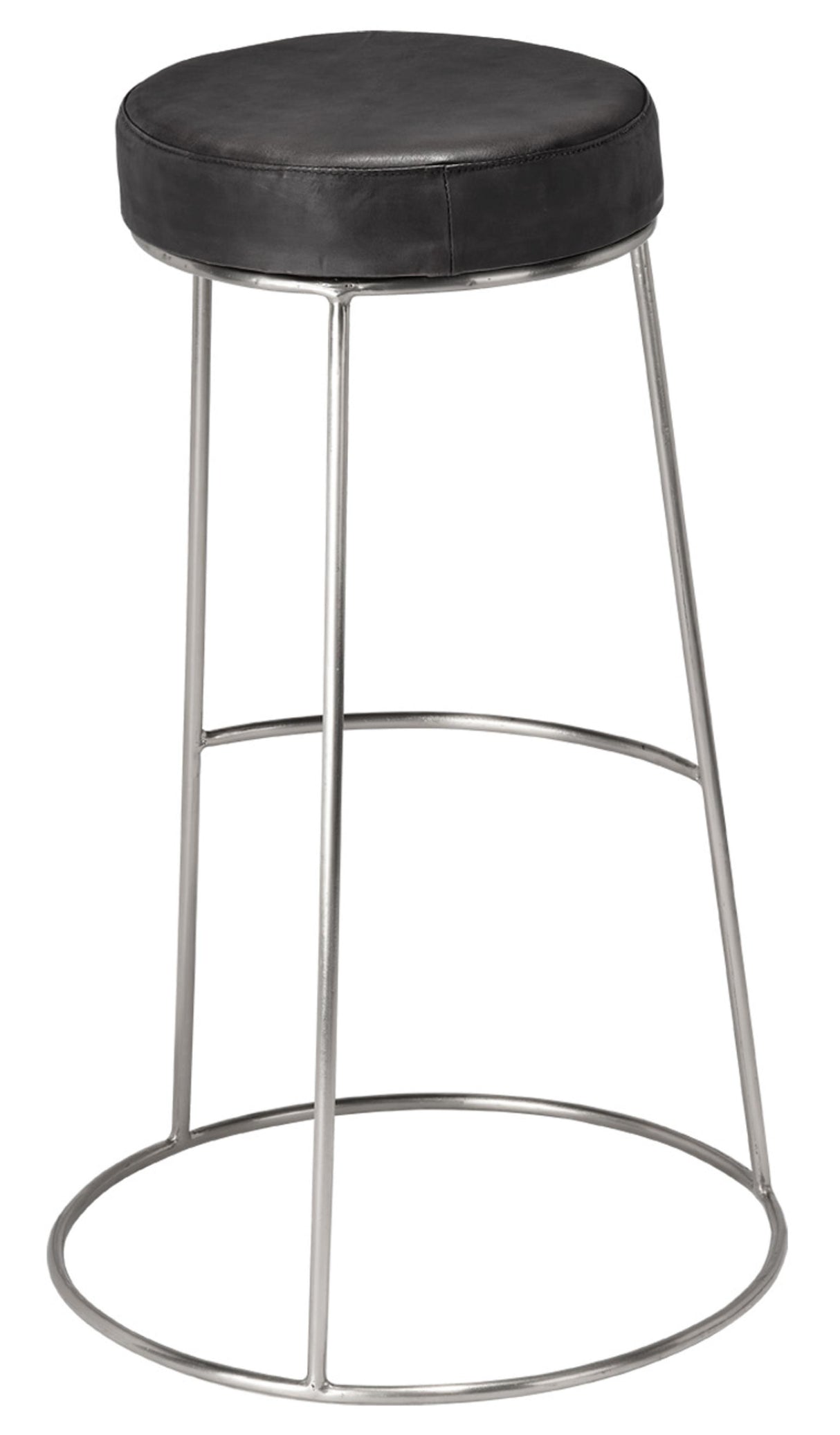 Jamie Young Henry Round Leather Bar Stool, Charcoal