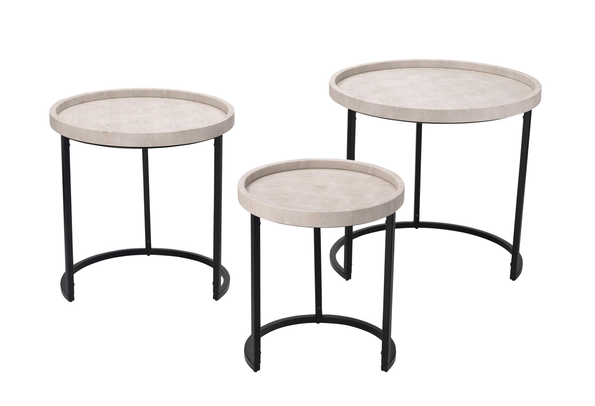 Jamie Young Maddox Faux Shagreen Nesting Tables (Set of 3), Cream