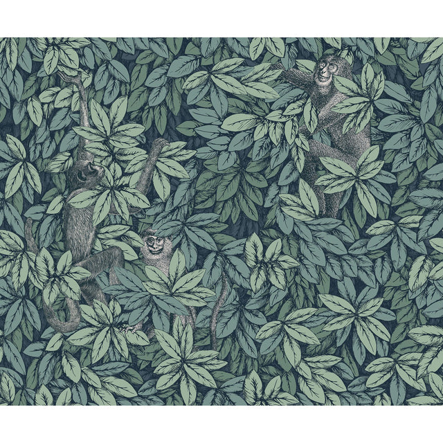 Cole & Son FOGLIE E SCIMMIE VIRIDIAN Wallpaper