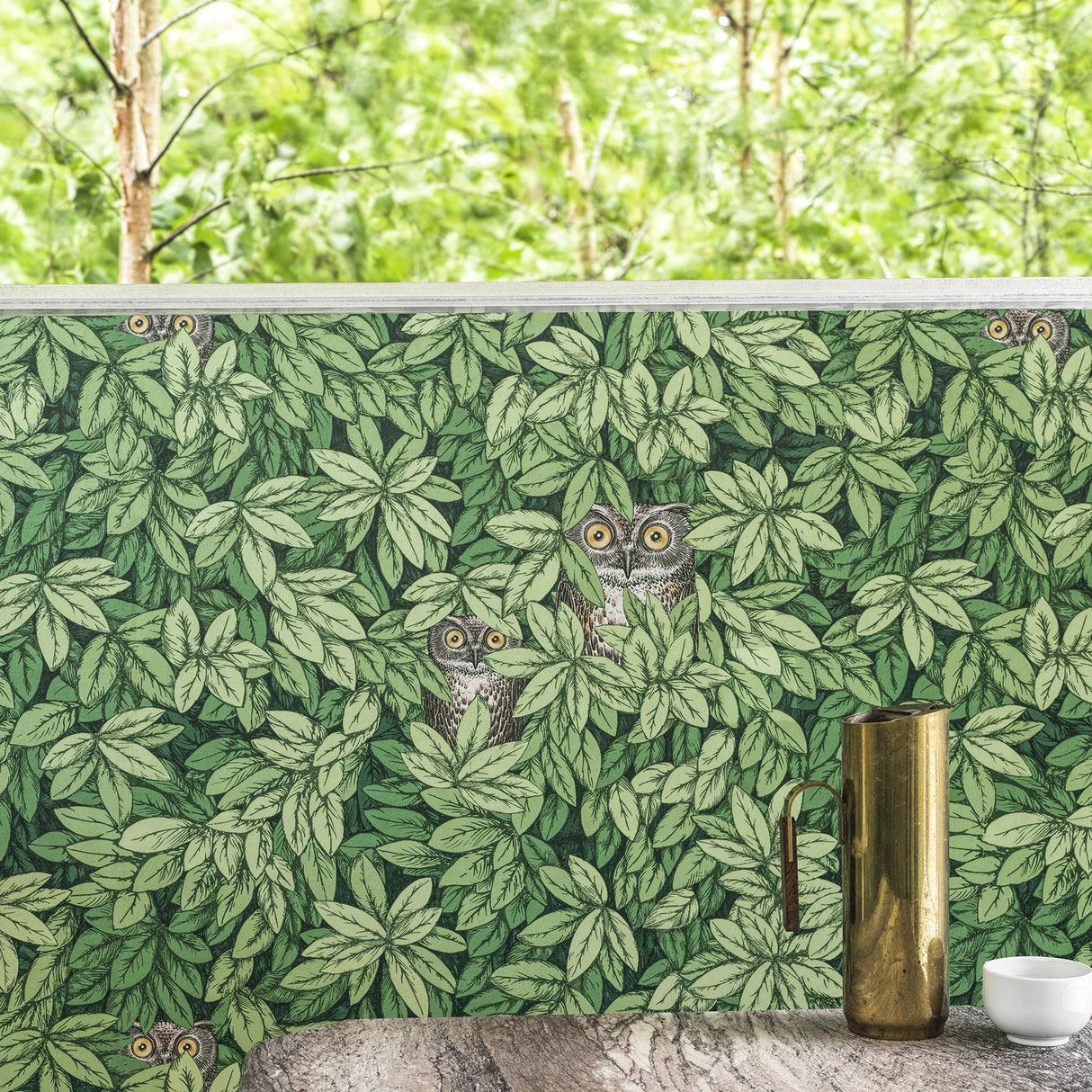 Cole & Son FOGLIE E CIVETTE GREEN Wallpaper