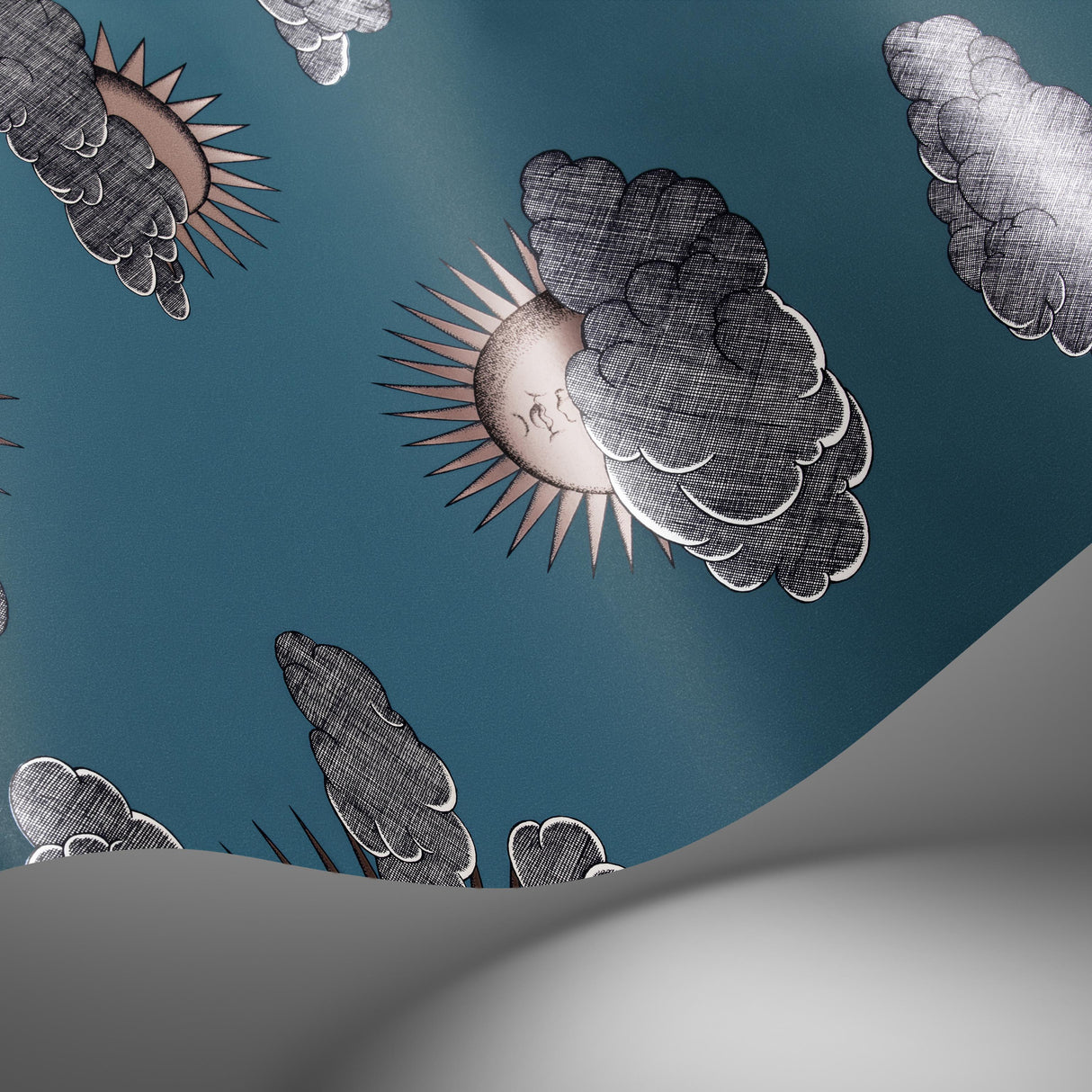 Cole & Son SOLI E NUVOLE TEAL Wallpaper