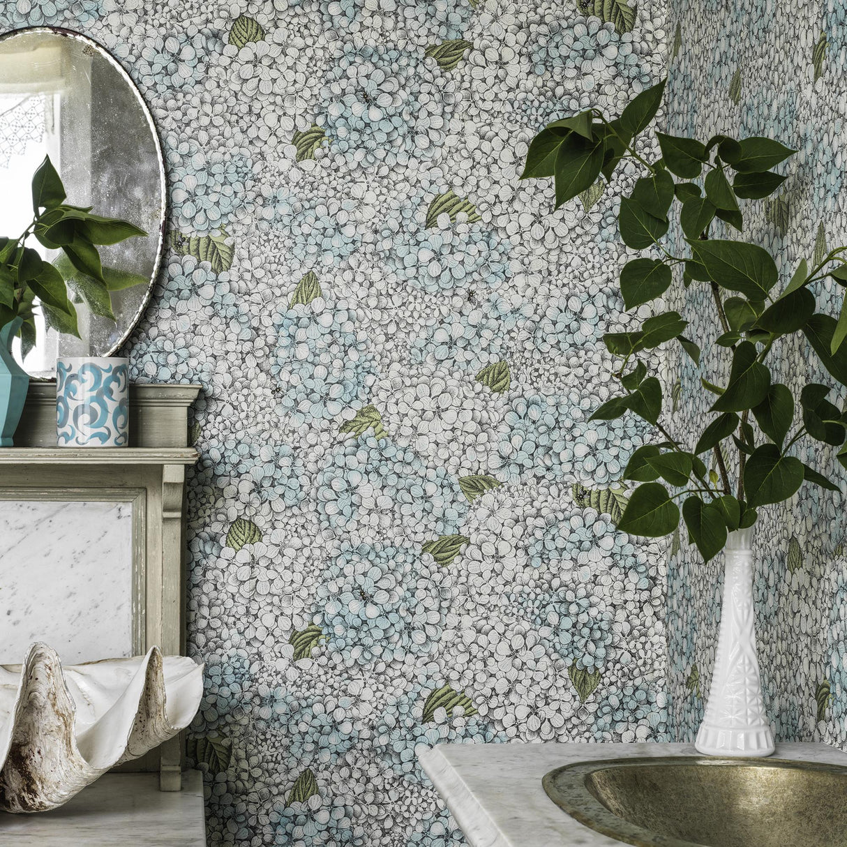 Cole & Son ORTENSIA BLUE & CREAM Wallpaper