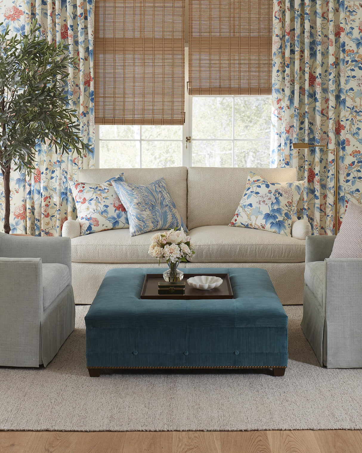 Lee Jofa GARDENIA PRINT BLUE/RED Fabric