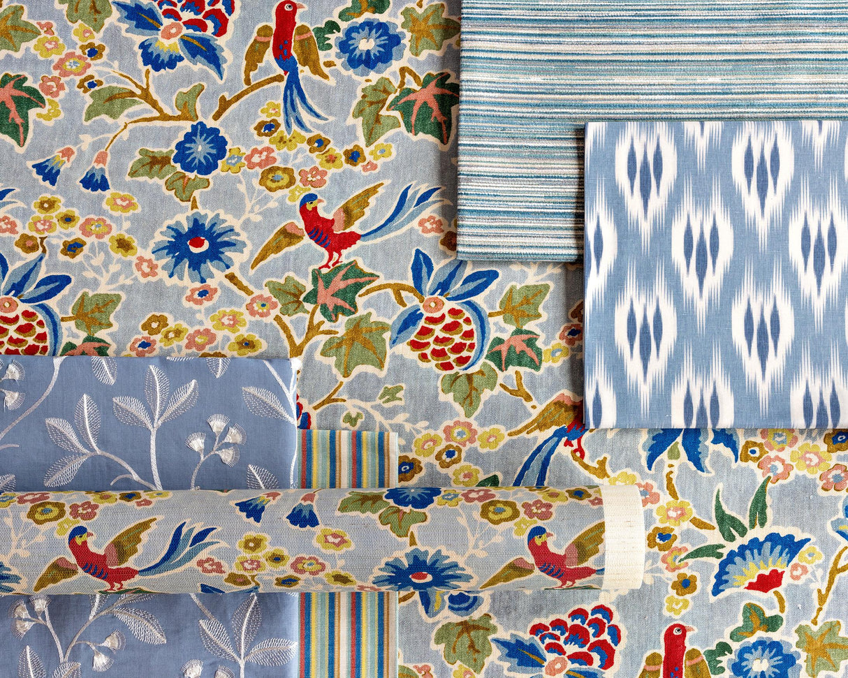 Lee Jofa IRIS EMBROIDERY BLUE Drapery Fabric
