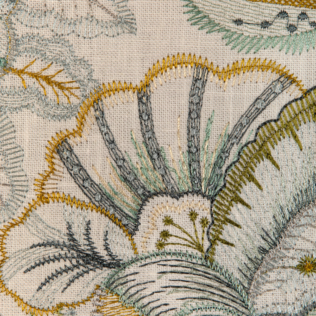 Lee Jofa EDEN EMB AQUA/GOLD Drapery Fabric