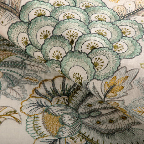 Lee Jofa EDEN EMB AQUA/GOLD Drapery Fabric
