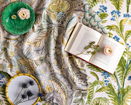 Lee Jofa EDEN EMB AQUA/GOLD Drapery Fabric