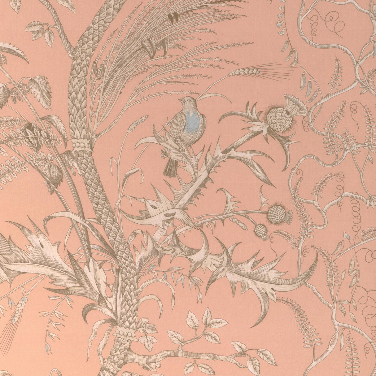 Brunschwig & Fils BIRD AND THISTLE II PEACH Drapery Fabric