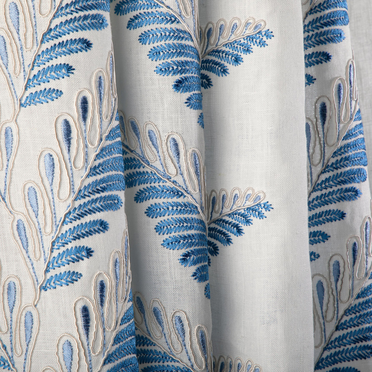 Brunschwig & Fils FOUGERE EMB BLUE Drapery Fabric
