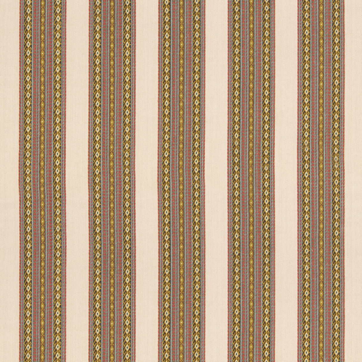 G P & J Baker WORLDS APART AQUA/OCHRE Fabric