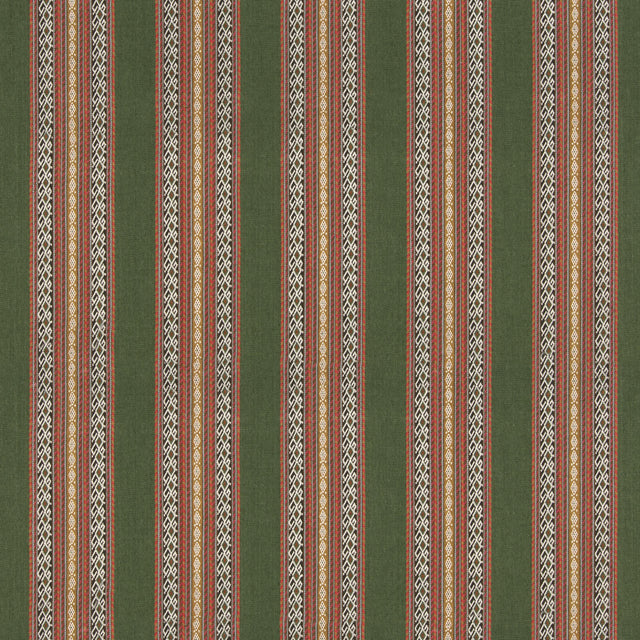 G P & J Baker WORLDS APART GREEN/CORAL Fabric