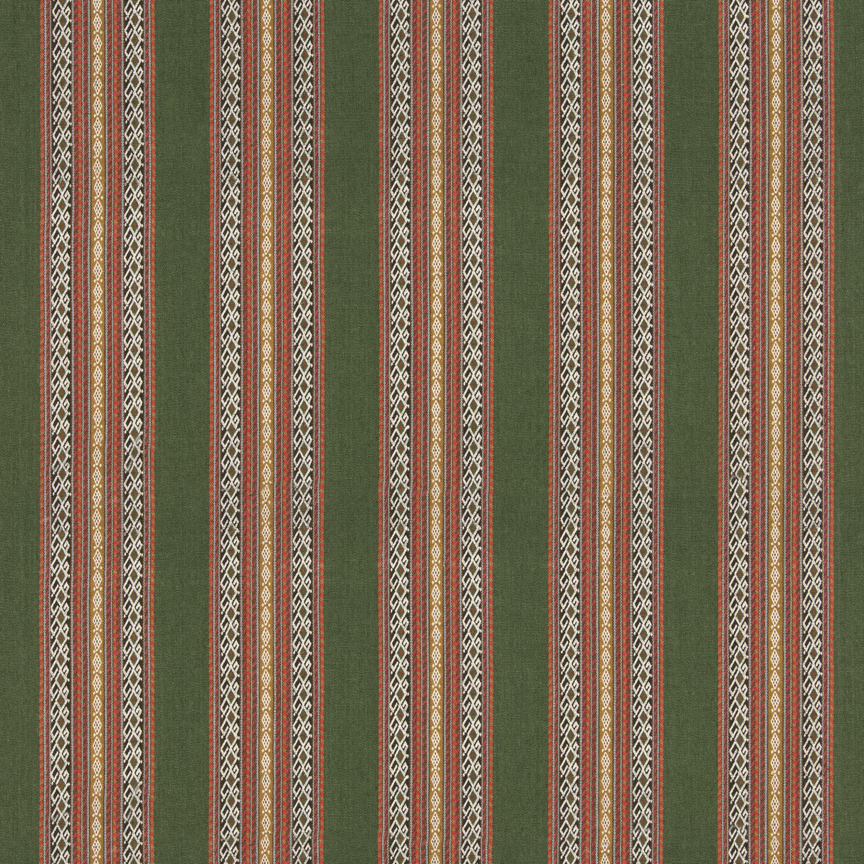 G P & J Baker WORLDS APART GREEN/CORAL Fabric