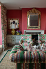 G P & J Baker WORLDS APART GREEN/CORAL Fabric