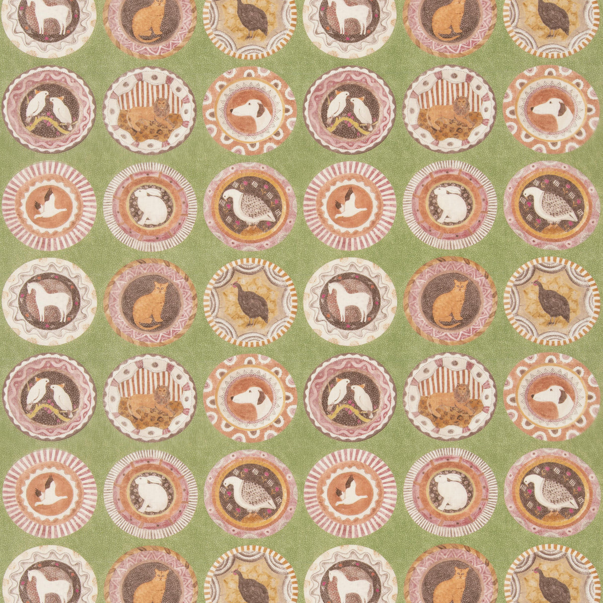 G P & J Baker ROBINA'S DINNER PARTY GREEN Fabric