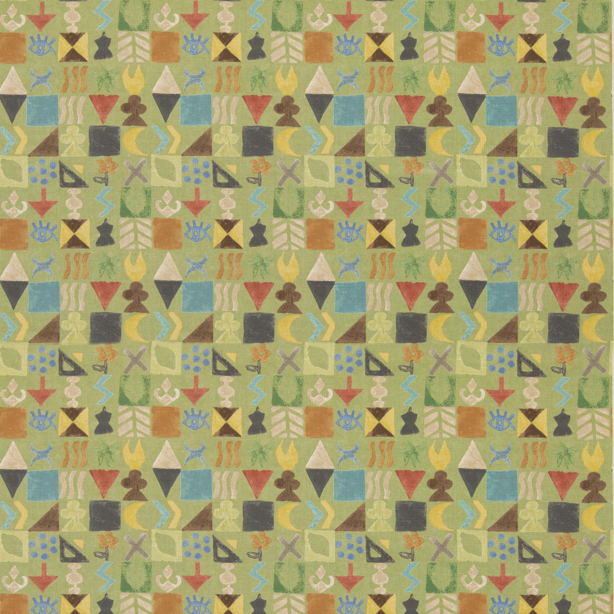 G P & J Baker POTATO PRINT GREEN Fabric