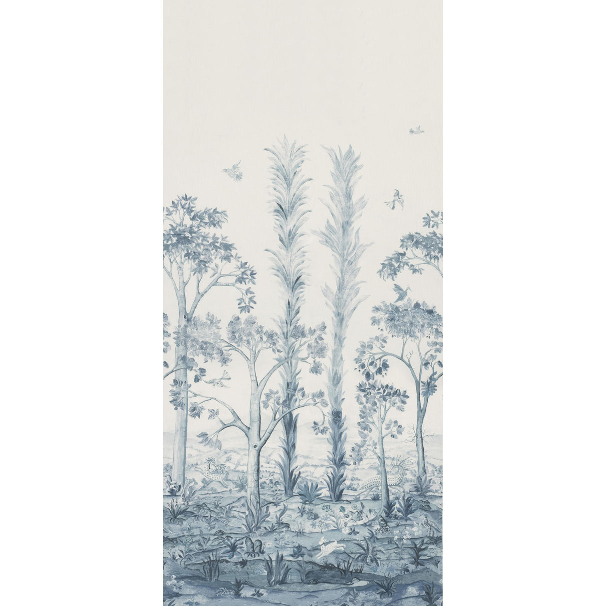 G P & J Baker TALL TREES PRINTED PANEL DELFT BLUE Fabric