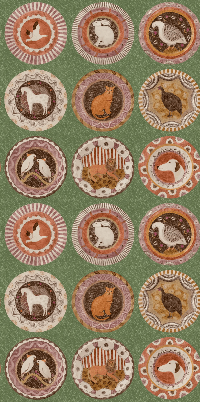 G P & J Baker ROBINA'S DINNER PARTY GREEN Wallpaper