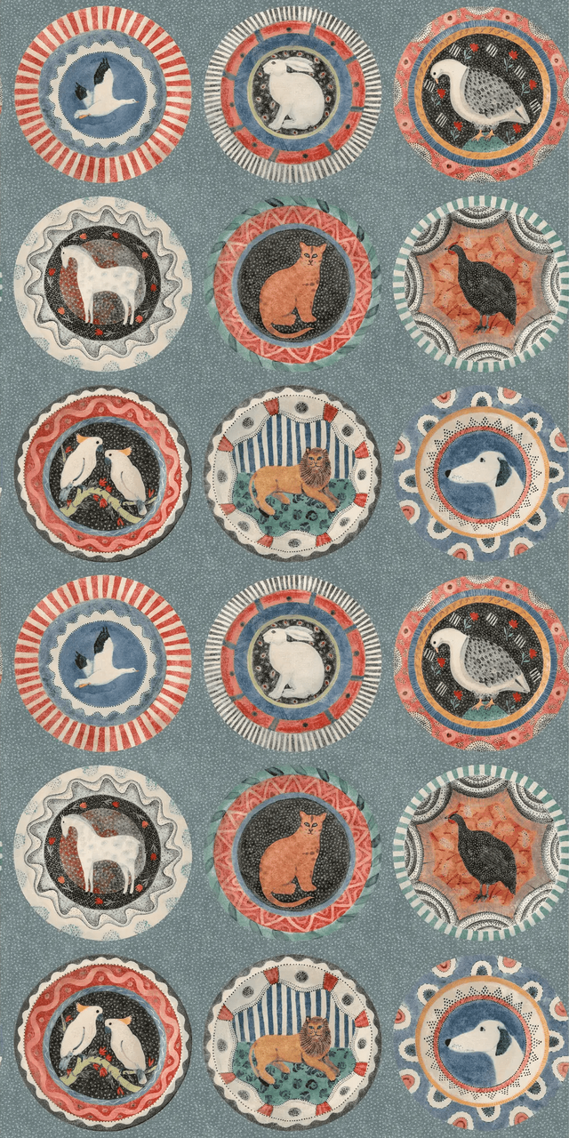 G P & J Baker ROBINA'S DINNER PARTY TEAL Wallpaper