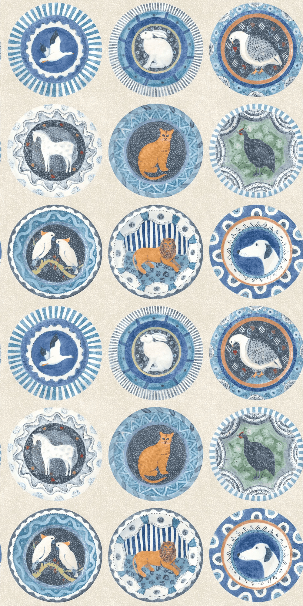 G P & J Baker ROBINA'S DINNER PARTY BLUE Wallpaper
