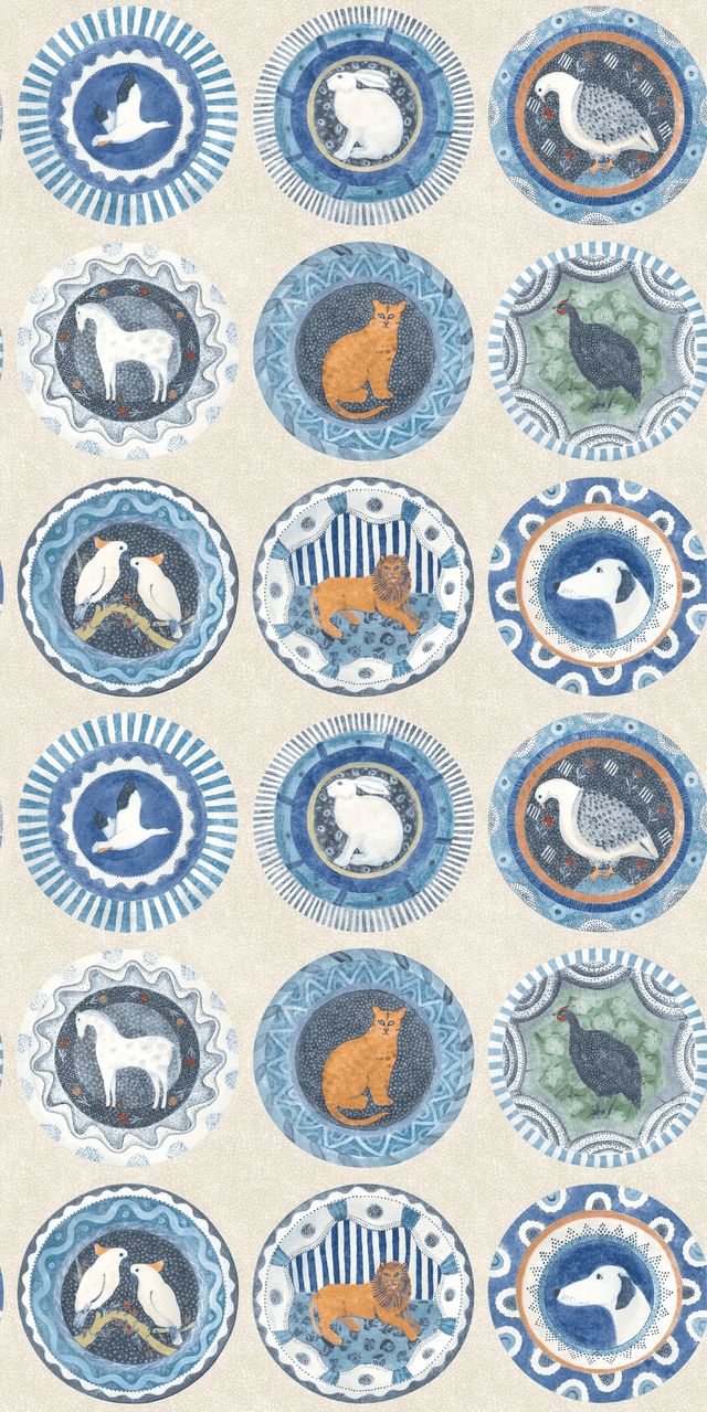 G P & J Baker ROBINA'S DINNER PARTY BLUE Wallpaper